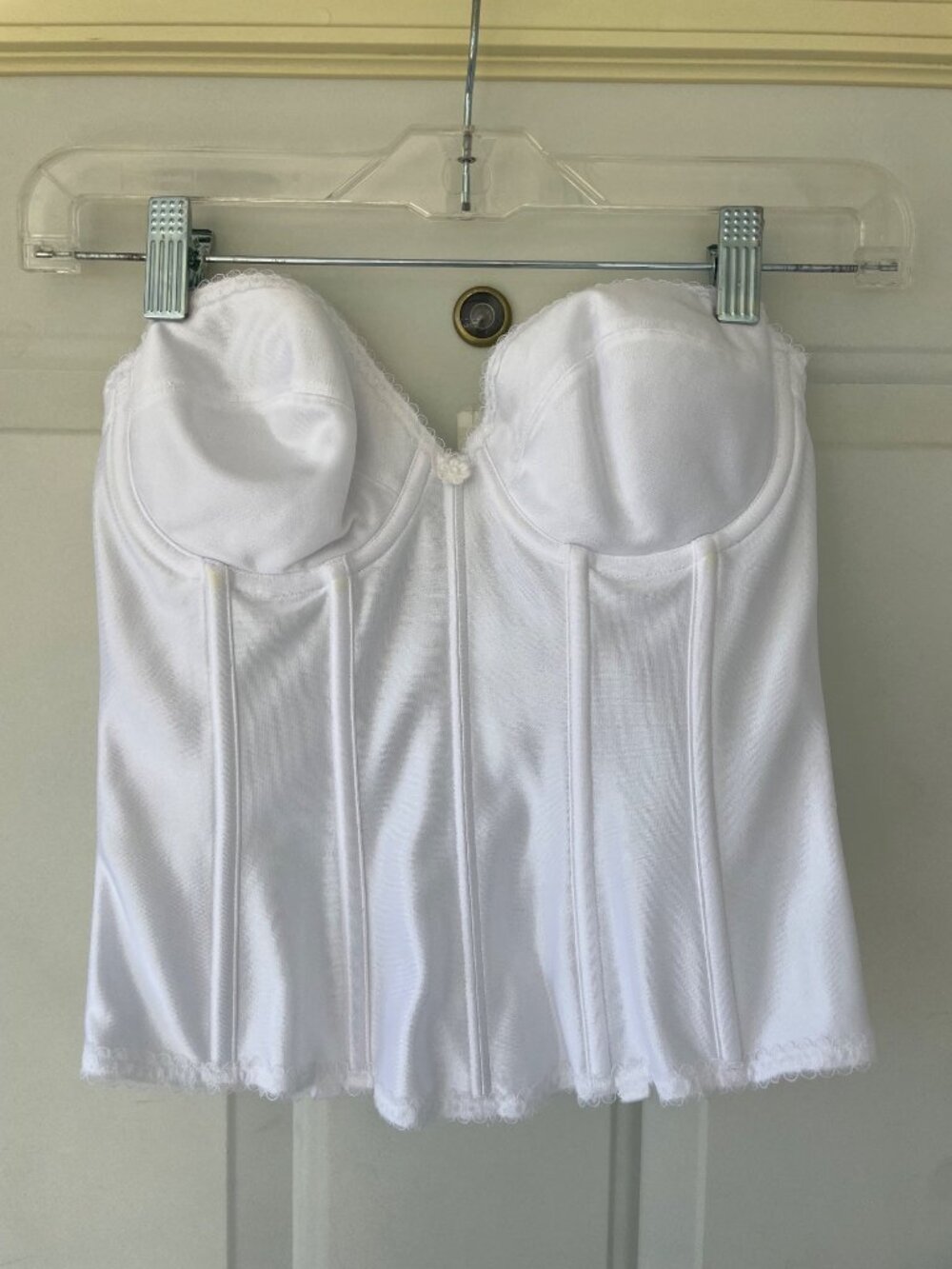 Dominique White Corset Bustier 34B Strapless Boned Bridal Lingerie Going Out Top